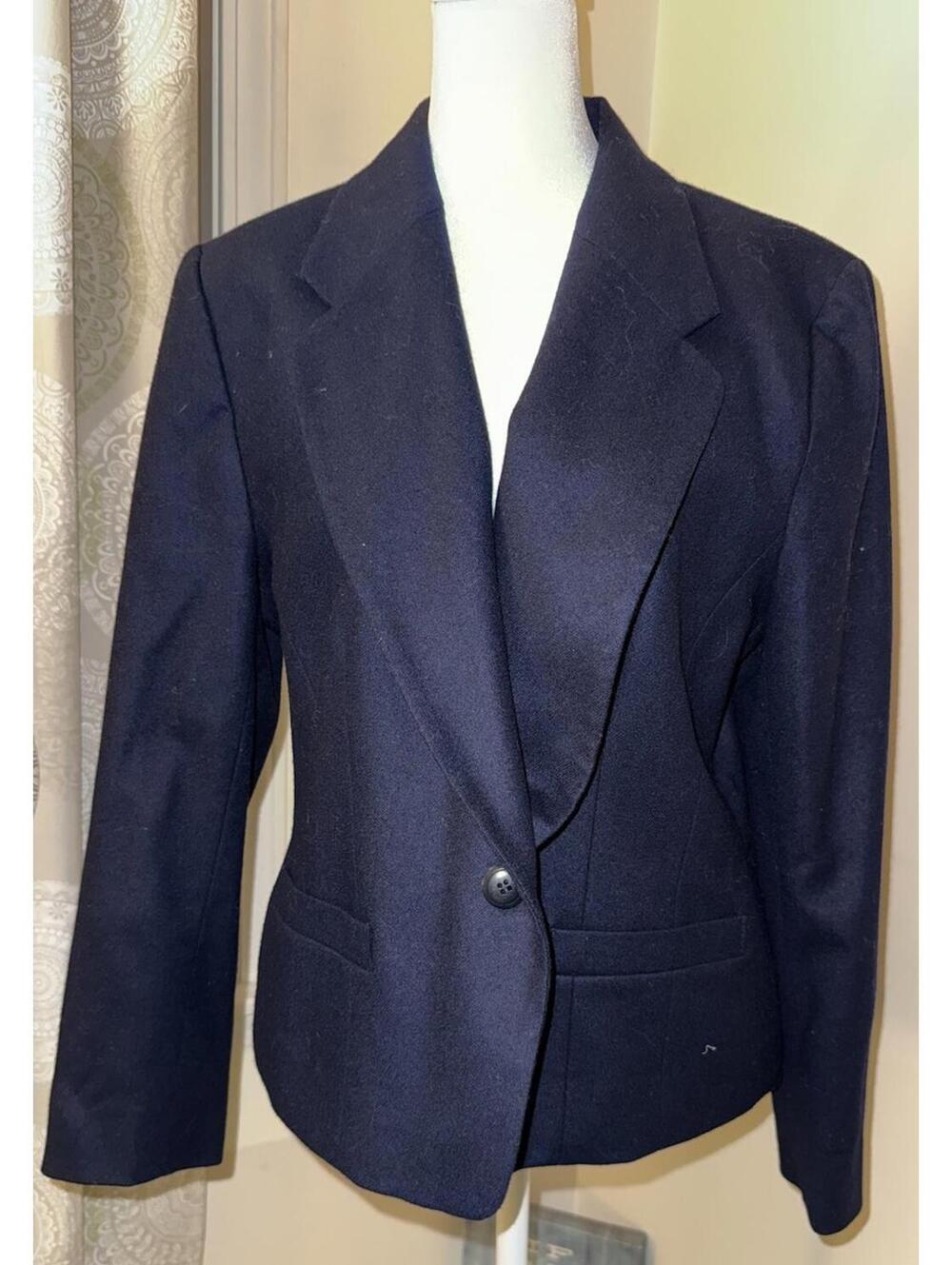 Pendleton Women Petites Wool Blazer 12 Blue Career Capsule Classic USA